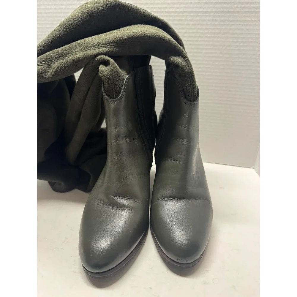 Rudsak Olive Green Leather Over The Knee Boots Made in Italy Size 41 10.5